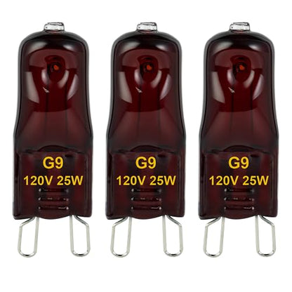 G9 Heat Lamp Bulbs for Reptile,Night Red, Mini Halogen Bulb 25W, Infrared Reptile Heat Lamp for Bearded Dragon Gecko Turtle Lizard, Pack of 3 - size: 25W-Pack of 3
