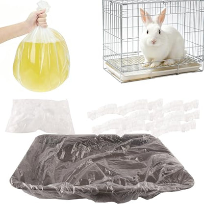 Disposable Rabbit Cage Liner, Plastic Small Animal Bird Cage Liners Elastic Thickened Design Universal Toilet Film Quick Cleanup for Guinea Pig Bird Hedgehog Hamster Bunny Chinchillas (100 Count)