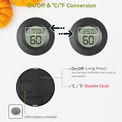 Atogou 3-Pack Mini Hygrometer & Thermometer, Indoor Outdoor Digital Humidity Meter Gauge Temperature, ℉/℃, for Home, Office, Reptile, Car, Greenhouse, Lab, Terrarium, Cellar.. A01 Black - color: Black 3-pack