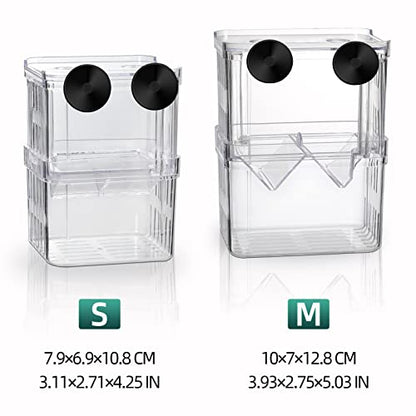 Boxtech Aquarium Fish Tank Hatchery Incubator Breeding Box, Acrylic White Breeder Isolation Divider Hatching Boxes Accessory Small Baby Fishes Shrimp Clownfish Guppy - size: M - 3.93*2.75*5.03 IN