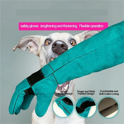 Compatible for Multi-Function Ultra Long Leather Anti-Bite Safety Gloves Protective for Pet & Reptile Handling - color: 60cm