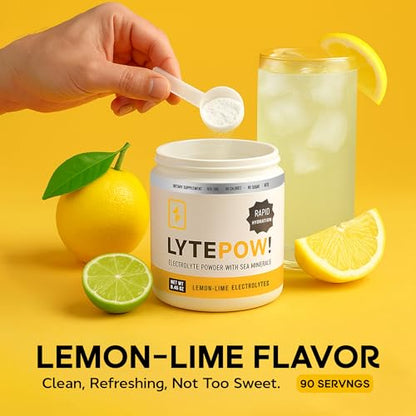 LyteLine Electrolytes Powder - Sea Minerals - Lemon-Lime Hydration Supplement - 90 Servings - Non-GMO, No Calories, No Sugar - Delicious Keto Replenishment Drink Mix - Perfect for Exercising