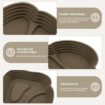 Reptile Bathing Pool, Right-Angle Detachable Design for Easy Water Changes, Internal & External Ramps for Easy Access, ABS Smooth Easy-Clean Water Dish for Small Reptiles