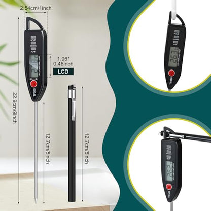Copkim 6 Set Waterproof Food Thermometer for Water, Liquid, Candle and Cooking Digital Meat Thermometer with Long Probe Instant Read for Kitchen BBQ Grill Candy (Black,Red) - color: Black,Red