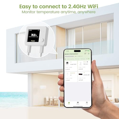 WiFi Refrigerator Thermometer 2 Pack, Freezer Alarm with App & Email Alerts, 2 Years Data Export, Smart Temperature Sensors for Home, Fish Tanks & Hot Tubs (USB Powered, No Battery) - style: White (2-Pack)
