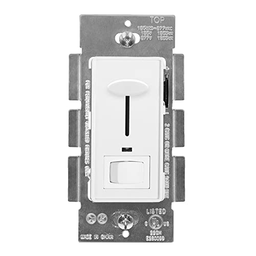 Maxxima Dimmer Light Switch, White, 3-Way/Single Pole, 0-10V Dimming | Low Voltage, Blue Indicator Light, Dimmable Lamp Control, Wall Plate Included