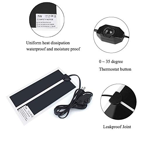 KABASI 2PCS Reptile Heating Mat, Waterproof Reptile Heat Pad Under Tank Terrarium with Temperature Control, Safety Adjustable Reptile Heat Mat for Turtle, Tortoise, Snakes, Lizard, Gecko, 7W