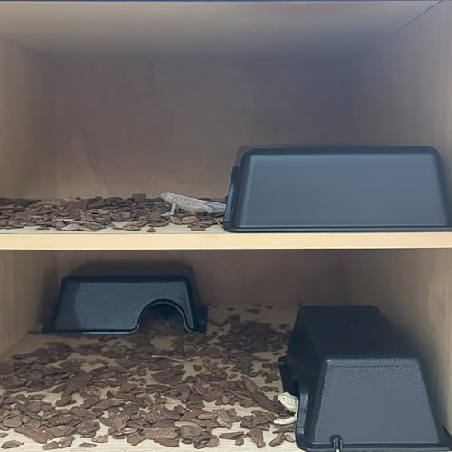 Small 2 Pcs Durable Reptile Hide Box, Ball Python Hide, Leopard Gecko Hide, Bearded Dragon Hide, Easy to Clean Reptile Hides Cave for Tank, Snake Hide Enclosure (7.48" x 4.72" x 2.56") - size: Small (2-Pack)