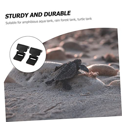 Gecko Tank 4pcs -Escape Lock Amphibia Reptile Terrarium Lid Clips Breeding Box Glass Turtle Tank Buckle Reptile Box Supplies Feeding Buckle Feeding Pet Lizard - color: Black, size: 5X3X2.5cm
