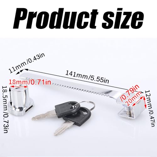 4Pcs Sliding Glass Door Ratchet Lock, Keyed Alike Showcase Display Lock, Chrome Glass Display Case Lock, Reptile Cage Lock and Key