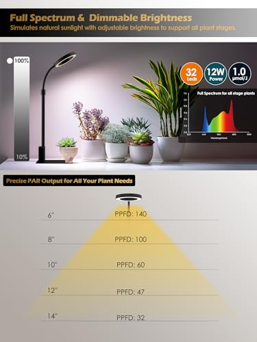 Smart Grow Lights for Indoor Plants, Plant Light with Auto-Timer, Full Spectrum LED Grow Light, Adjustable Height & Stepless Dimming,Plant Assistant Suitable for Most Plants (Black-1) - color: Black-1