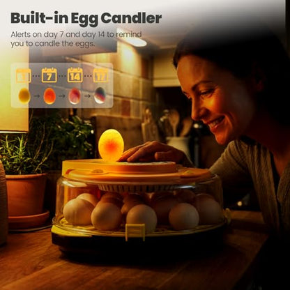 Incubators for Hatching Eggs -15-Egg Automatic Egg Chick Incubator with 5 Smart Preset Modes and Egg Turning, Temperature & Humidity Control Incubator for Goose Duck Children's Day Gift