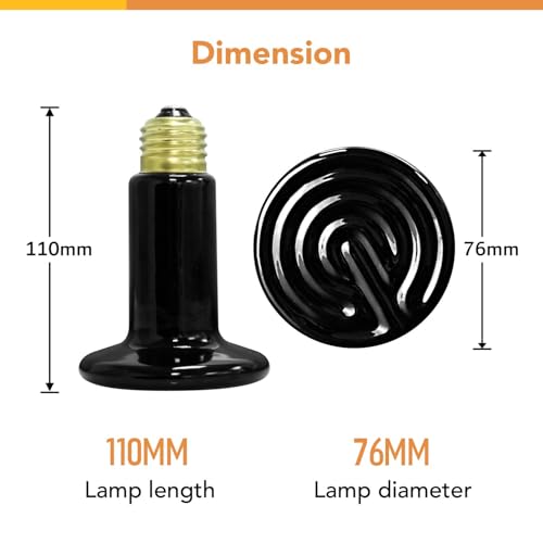 Simple Deluxe 40W Reptile Heat Lamp Bulbs, Pack of 4 Ceramic Heat Emitters for Amphibian Pet & Incubating Chicken (Black, 40 Watts) - size: 40 Watts, style: 4 Pcs
