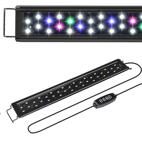 AQUANEAT LED Aquarium Light for 24 to 30 Inch Fish Tank, Auto On Off with Timer, Full Spectrum, Adjustable Brightness, Daylight Moonlight Mode, for Fresh Water Low-to-Mid Light Plants - size: 24"-30"