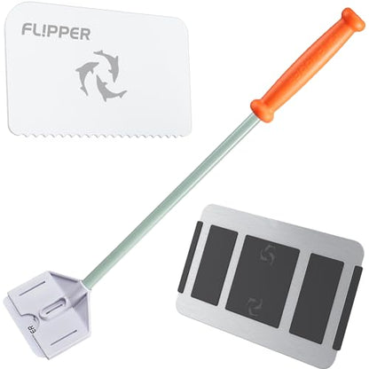 Flipper Platinum Aquarium Hand Scraper Tool – Glass and Acrylic Fish Tank Cleaner – Aquarium Glass Cleaner - Aquarium Glass Scraper with Serrated Blade 18"