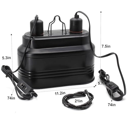 MECESOR Dual Reptile Lamp Fixture with Independent Switches, UVB & Basking Bulb Holder for Glass Terrarium Habitat - Reptile Light Fixture for Bearded Dragons,Turtles,Snakes & Lizards