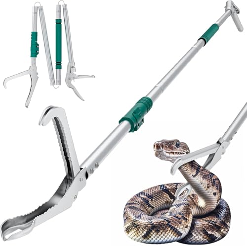 90" Snake Grabber Tool – Heavy Duty Locking Reptile Tongs for Rattlesnakes, Long Reach Folding Snake Catcher for Outdoor, Garden, and Emergency Use - size: 90 Inch