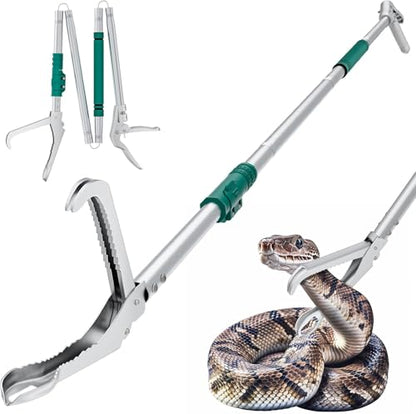 90" Snake Grabber Tool – Heavy Duty Locking Reptile Tongs for Rattlesnakes, Long Reach Folding Snake Catcher for Outdoor, Garden, and Emergency Use - size: 90 Inch