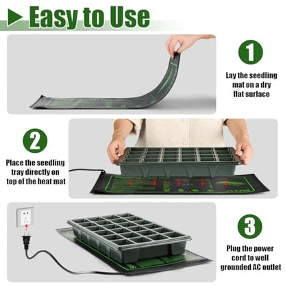 4 Pack Seedling Heat Mat for Plants Seed Starting, Waterproof 10"x 20" Warming Mat Plant Heating Pad for Seed Germination, Indoor Growing, Hydroponic, Greenhouse - size: 10×20"-4P