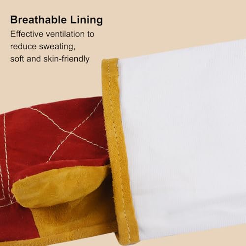 Pilipane Animal Handling Gloves Bite Proof Scratch Leather Pet Gloves for Cat Dog Bird Snake Handling Veterinarians Groomers Zoo Workers Gray Yellow 23.6 Inches (60cm Yellow Thickened) - color: 60cm Yellow Thickened