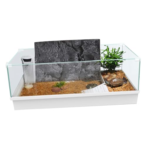 3D PU Material Reptile Tank Background Board Natural Stone Effect Decor for Tortoise Gecko Lizard Sturdy and Realistic Backdrop for Reptile Enclosure