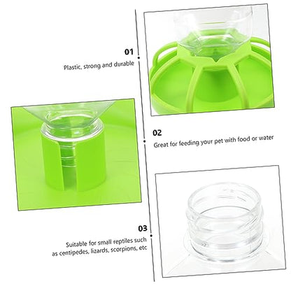 2sets Reptile Water Feeders Plastic Drinking Bowls for Tortoises and Lizards Easy to Clean Non-tip Design for Aquatic Pets and Small Reptiles Green