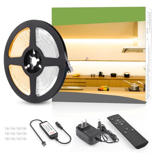 NOVOSTELLA 20ft Waterproof Tunable White LED Strip Lights, Dimmable Flexible Rope Light 3000K-6500K 12V Tape Light with Remote, Ribbon for Outdoor and Indoor Bedroom Home Mirror Kitchen Bar Cabinet - size: 20ft (Waterproof)