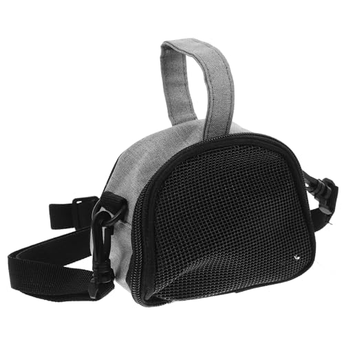 FRCOLOR Small Animal Carrier Bag for Guinea Pig and Hamster with Breathable Mesh, Adjustable Shoulder Strap, Gray Small Size, Portable Travel Backpack for Rabbits, Reptiles, and Outdoor
