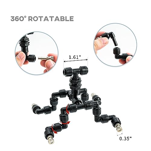 VEXPLO Reptile Mister Nozzles 360 Degree Adjustable Reptile Fogger Mist Sprinkler, Four-Head Black Misting Spray Nozzles for Aquarium Rainforest - size: Four Head