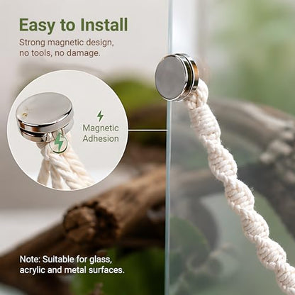 Jumping Spider Enclosure Decor with Strong Magnetic Attachments | Crafted from soft woven cotton for acrylic terrariums. This 10.6-inch rope bridge provides safe arboreal climbing play.