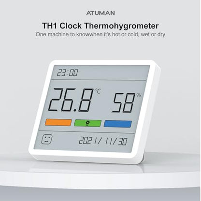 ATuMan TH1 Digital Hygrometer Thermometer, Indoor Temperature Humidity Gauge with 3.67" Large LCD Screen, High Accuracy, Stickable/Standable, Long Battery Life for Home, Baby Room, Office & Greenhouse - style: TH1