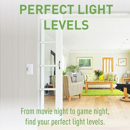 Legrand Pass & Seymour 600W Preset Rotary RFI Lighted Dimmer Light Switch, For Home Lighting & Ambient Mood Control, Incandescent & Halogen Bulbs, Single Pole, R600PLTKV, White, 1 Count
