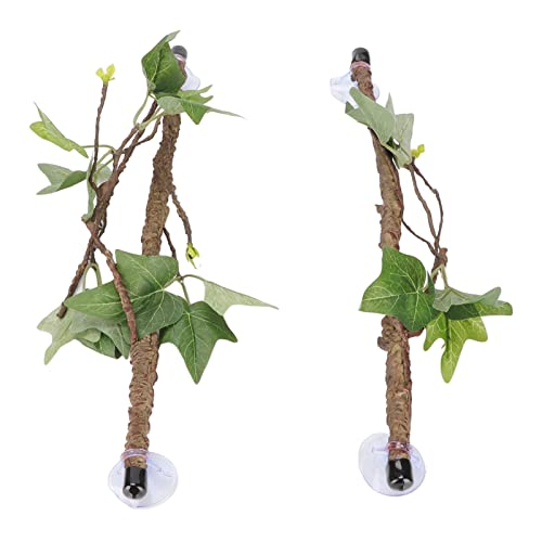 Reptile Corner Branch Terrarium Plant Decoration with Suction Cups Artificial Plastic Plant for Amphibian Lizard Snake Climbing