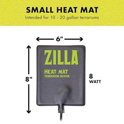 Zilla Heat Mat, Terrarium Heater for Reptiles, Snakes (Ball Pythons, Corn Snakes), Leopard Geckos, Tortoises, Amphibians and Arachnids, Small, Fits 10-20 Gallon, 8 Watt - size: Small