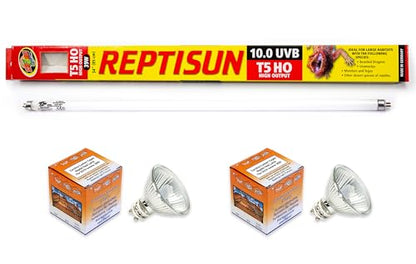 T5HO Double 34” UVB Reptile Light Fixture 39w, Bearded Dragon and Reptile Terrarium Light Fixture