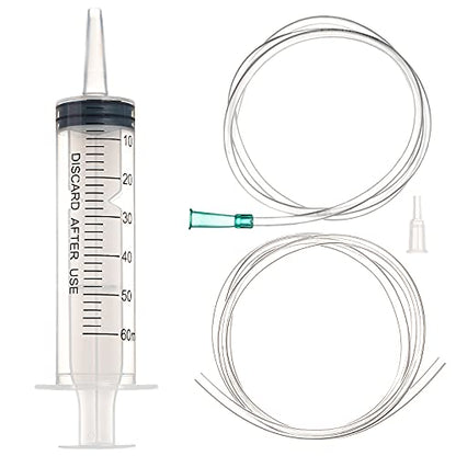 SHAOTONG 60ml Syringe with 40 Inch Tube and Tip Adapter, for Feeding Pets, Liquid Refilling, Drawing Oil Fluid - size: 60ML/CC