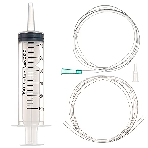 SHAOTONG 60ml Syringe with 40 Inch Tube and Tip Adapter, for Feeding Pets, Liquid Refilling, Drawing Oil Fluid - size: 60ML/CC