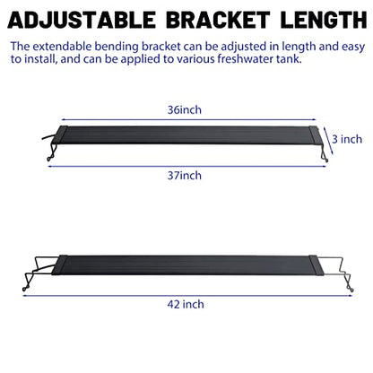 WaterRebirth Wireless Remote Full Spectrum Aquarium LED Light Strip - Ultra-Thin Design with Timer & RGB Modes for Fish Tank Plants(36-42“) - size: 36-42 inches