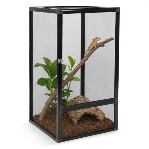 40 Gallon Reptile Terrarium, Aluminum Alloy Screen Cage with 360° Observation, Removable Top and Locking Latch for Crested Geckos, Leopard Geckos, Chameleons, Bearded Dragons, 31.5" x17.7x17.7