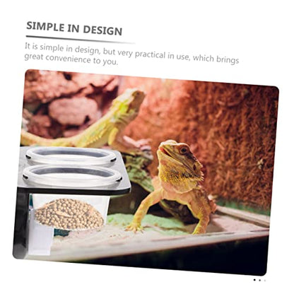 KESYOO Reptile Feeding Ledge 2-Piece Set with Suction Cups Gecko Water Feeder and Food Bowl for Reptile Tanks Random Color for Chameleons