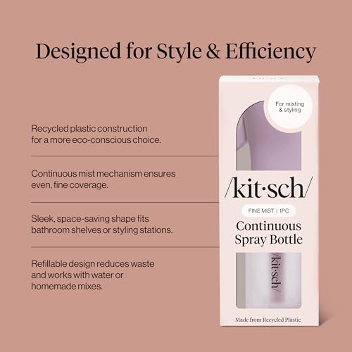 Kitsch Continuous Spray Bottle for Hair – Fine Mist Water Mister & Water Spray Bottle – Recycled Hair Spray Bottle – Spray Bottles for Cleaning, Styling, Plants & More – Sheer Violet, 150ml - color: Sheer Violet