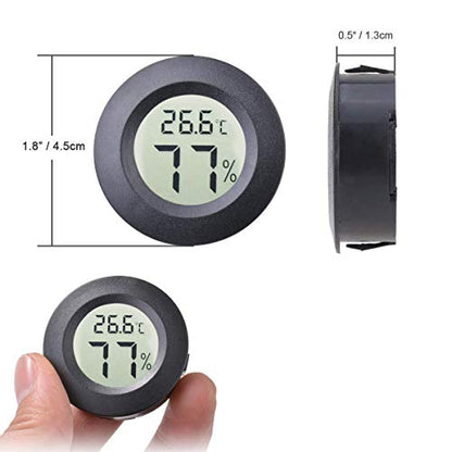 2pcs Mini Hygrometer Thermometer Indoor Outdoor Round Humidity Meter Temperature Gauge Humidity Sensor Fahrenheit Switchable Celsius Monitor for Reptile Jars 3D Printer