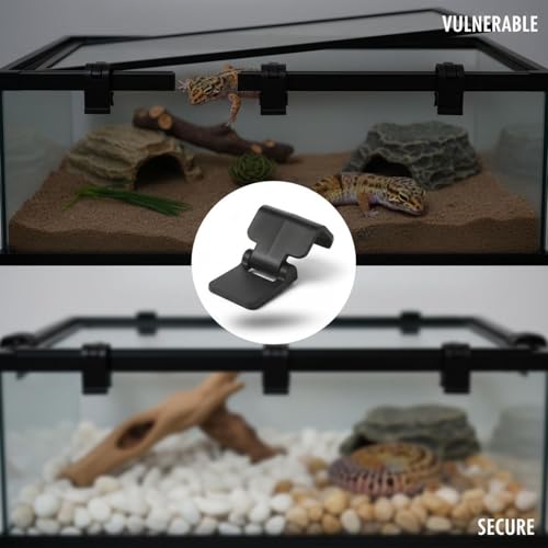 6 Pcs Reptile Cage Clips, Black Plastic Terrarium Locks, Latch for 0.7 in Lid