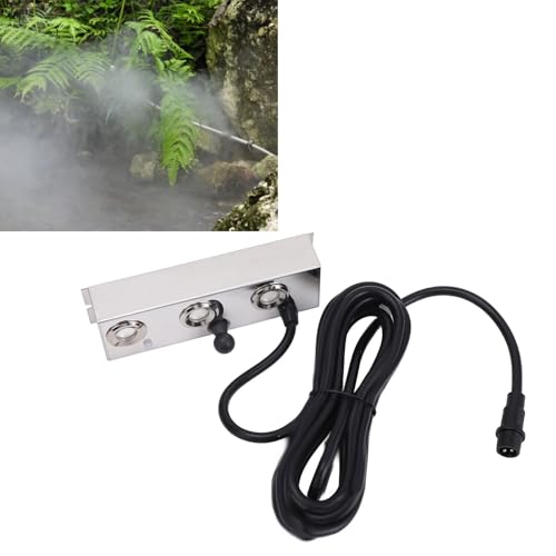 ciciglow Ultrasonic Fogger 3 Heads, IP67 Water Proof Ultrasonic Mist Maker 4.5L Per Hour, Ultrasonic Mister Humidifier with 3 Meters Cable, for Pond, Greenhouse, Rockery, Lawn Decoration