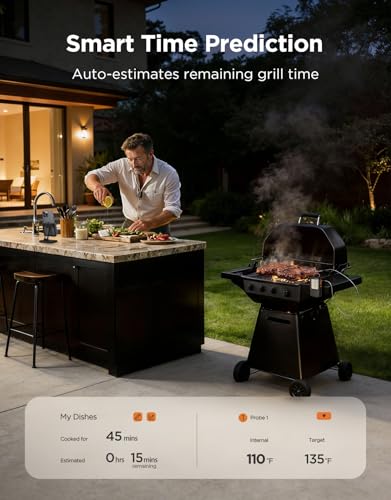 Govee Bluetooth Meat Thermometer, Wireless Meat Thermometer for Smoker Oven, Digital Grill Thermometer with 2 Probes, Timer Mode, Smart LCD Backlight BBQ Thermometer for Cooking Turkey Fish Beef