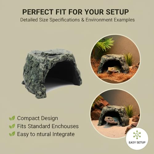Generic Rock Hide Cave for Reptiles & Amphibians, Large Aquarium Fish Hide Cave Decoration, Stone Cave Hide House Terrarium & Aquarium Accessories for Betta, Shrimp, Turtle, Bearded Dragons, Lizards