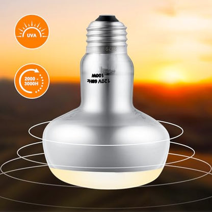 DXOPHIEX 2 Pack 100W Reptile Heat Lamp Bulbs Reptile Heat Bulbs, UVA Basking Bulb and Infrared Light Bulb Combo, Basking Light for Bearded Dragon, Turtles, Snake and Lizard - style: 100W Day & Night Heat Lamp
