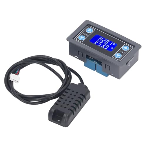 Temperature Humidity Controller Dual Relay Output Digital Thermostat Humidistat Control Module for Greenhouse Reptile Terrarium Home Use ABS Material