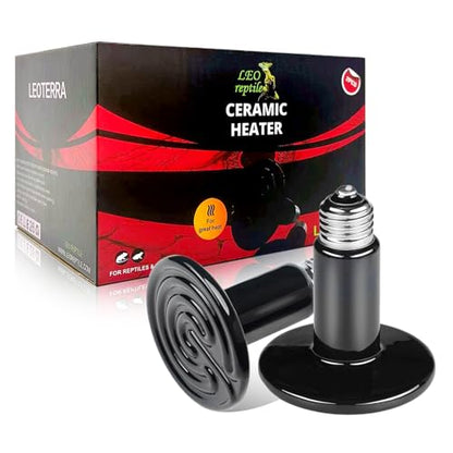 Leoterra 50W Ceramic Heat Emitter Bulb, Low Wattage Reptile Heat Lamp for 10-20 Gallon Small Terrarium, Gentle No-Light Heat Source for Bearded Dragons, Geckos, Frogs, Hermit Crabs (2-Pack) - style: 50 watt