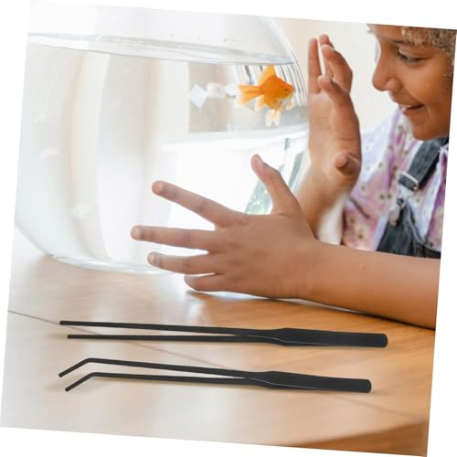 HANABASS 4pcs Long Aquarium Tweezers Stainless Steel Fish Tank Tongs for Seedling Planting and Reptile Feeding